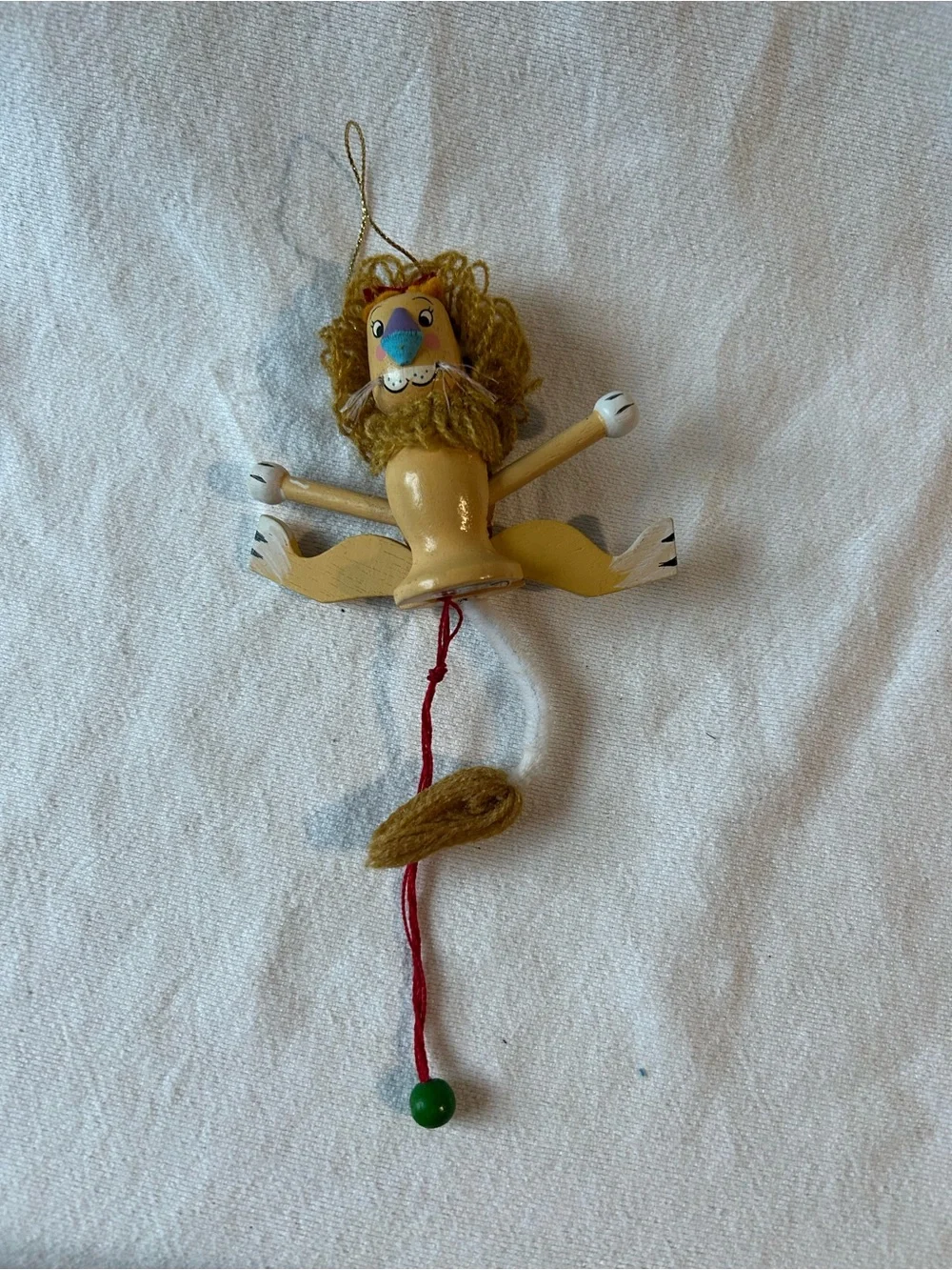 Kurt Adler Wizard of Oz Cowardly Lion Wooden Pull-String Jumping Jack Ornament